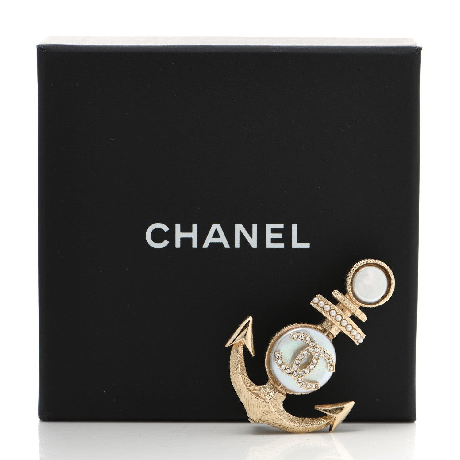 Chanel Crystal Pearl CC Anchor Brooch Gold 6 of 6