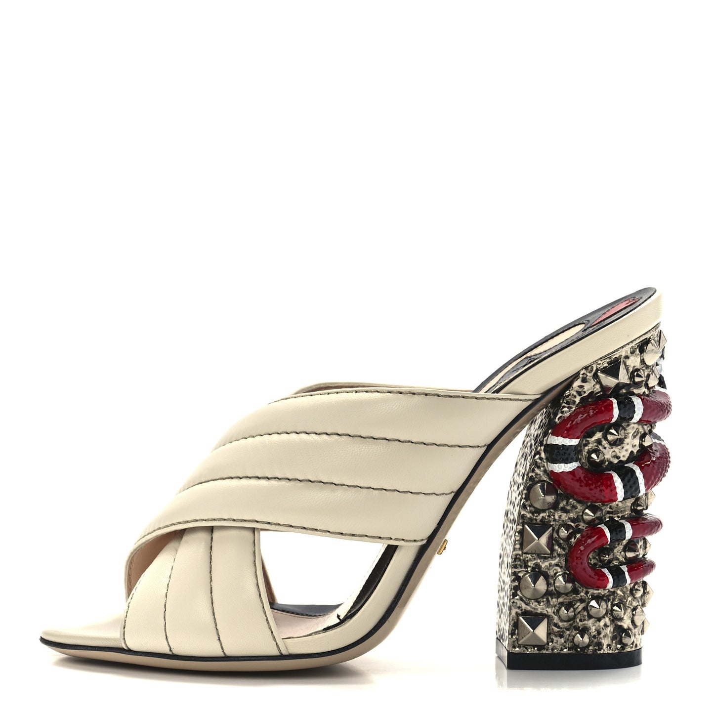 Malaga Kid Kingsnake Webby Crossover High Heel Slide Sandals 37.5 Mystic White
