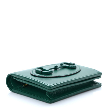 Gucci Azalea Calfskin Enamel Monochrome Horsebit 1955 Card Case Wallet Green 4 of 7