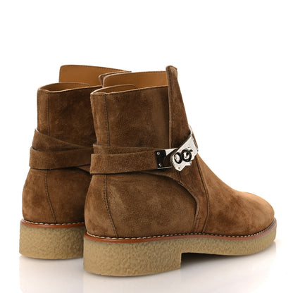 Hermes Velvet Womens Follow Low Boots 39 Brun Fume 5 of 12