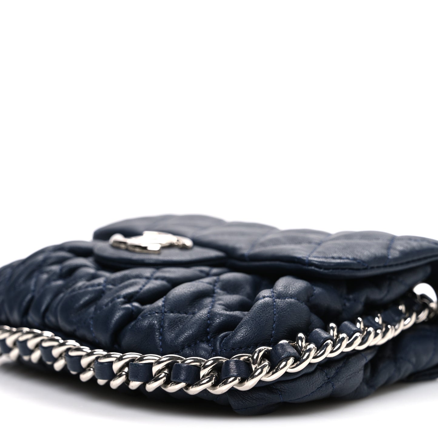 Washed Lambskin Quilted Mini Chain Around Messenger Navy Blue