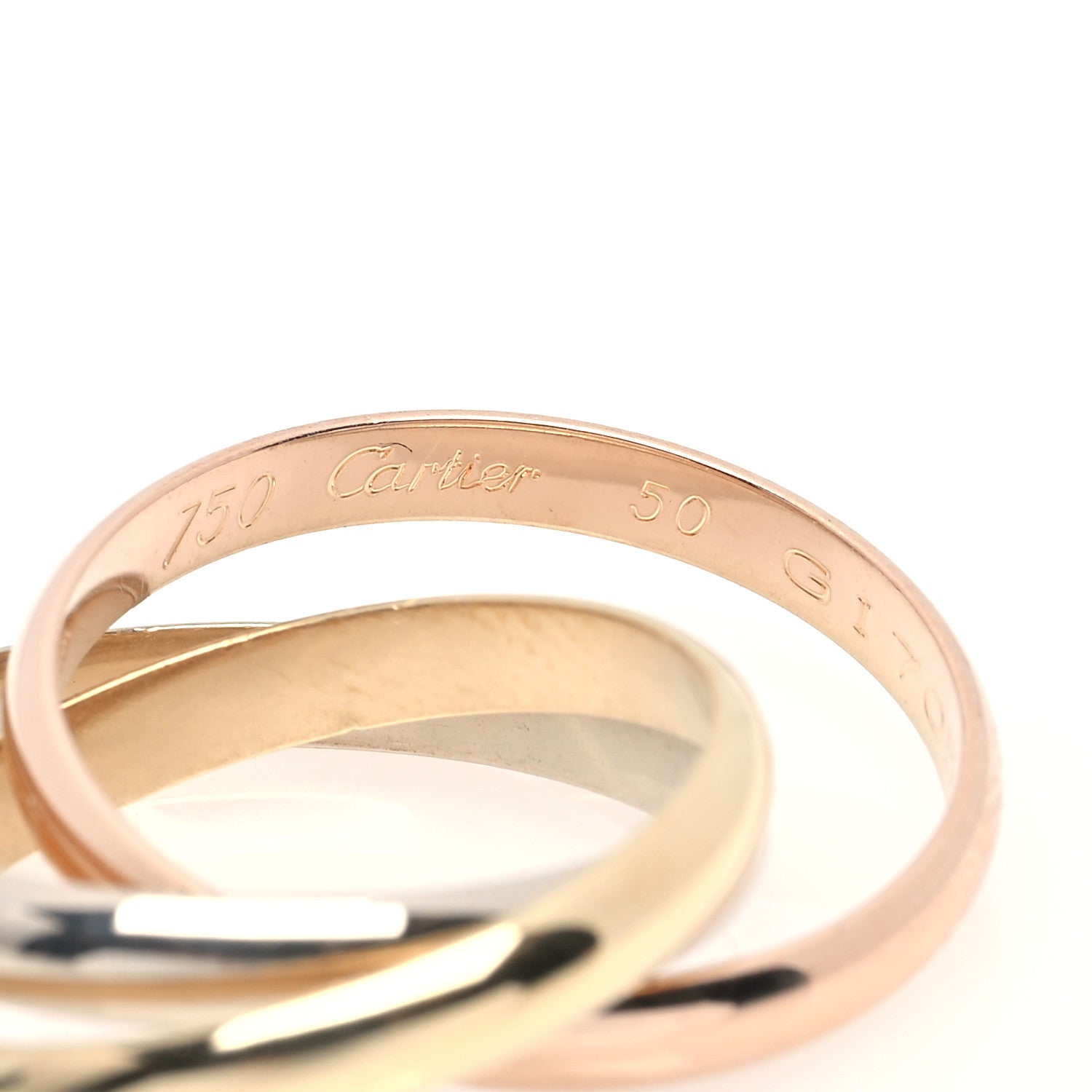 Cartier 18K Pink Yellow White Gold Small Trinity Ring 50 5.25 5 of 5