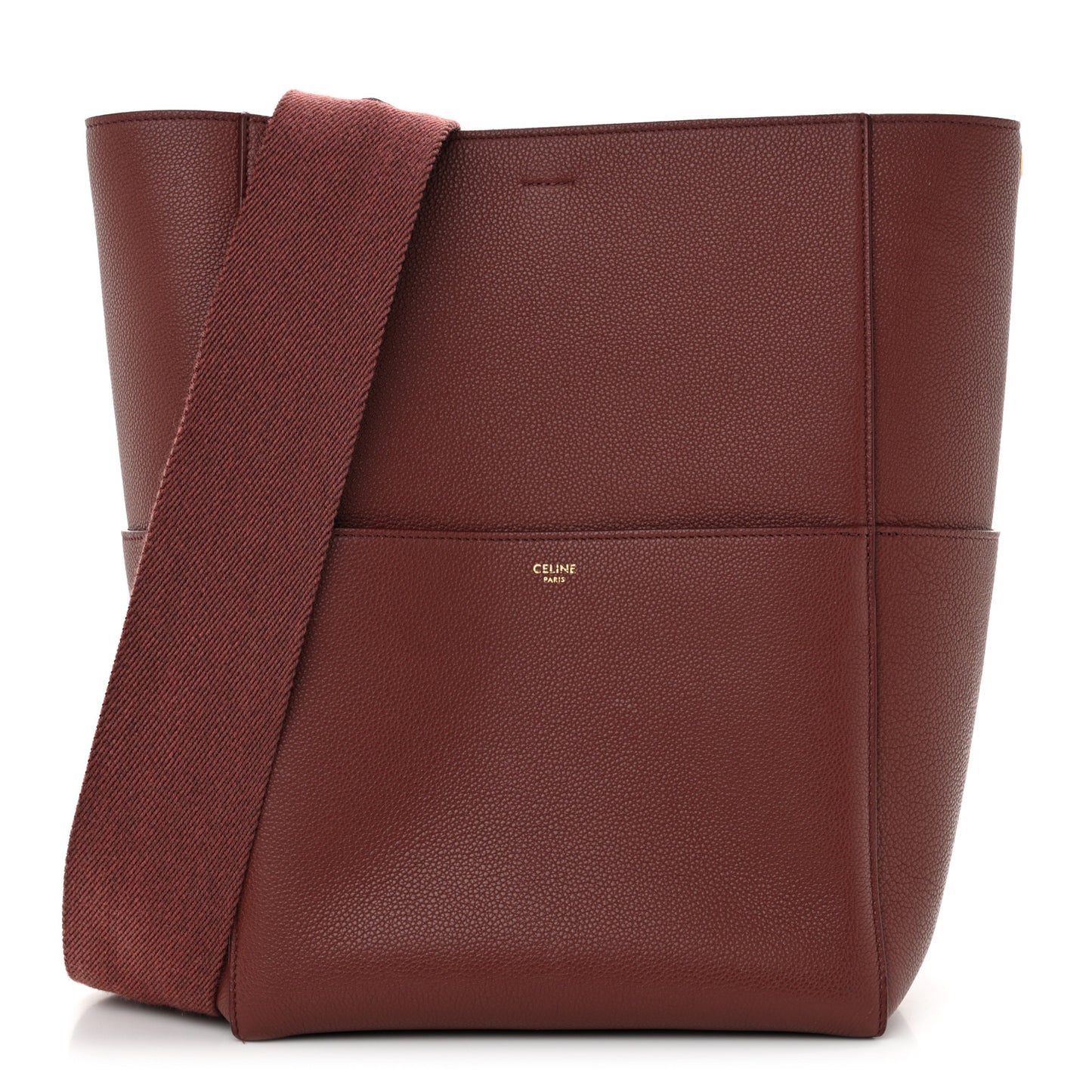 Soft Grained Calfskin Sangle Bucket Bag Light Burgundy