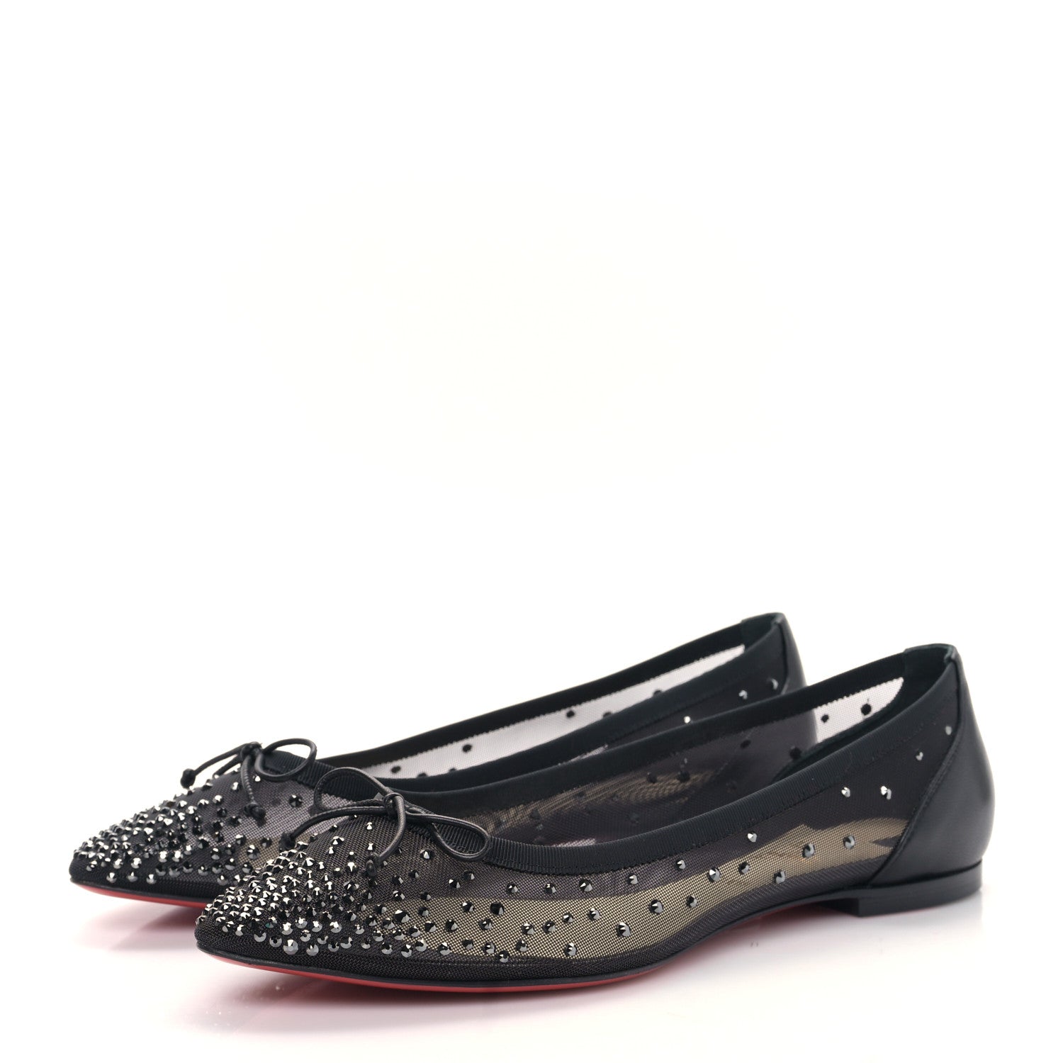 Christian Louboutin Mesh Crystal Embellished Follies Strass Flats 39 Black 3 of 7