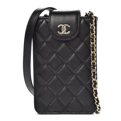 Chanel Lambskin Quilted CC Phone Holder Black 1 of 11