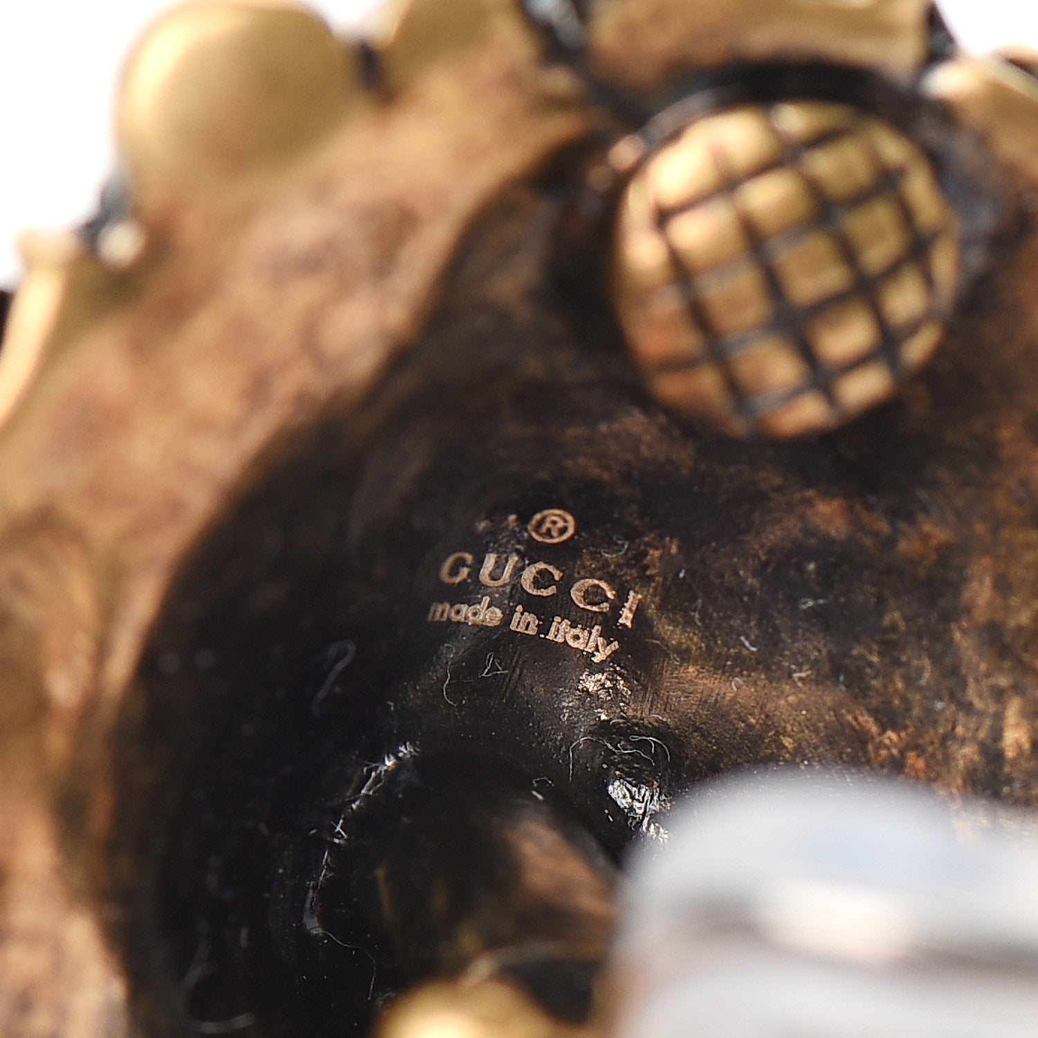 Gucci Metal Crystal Lion Clip On Earrings Aged Gold 4 of 4