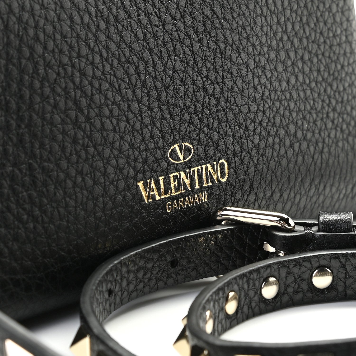 Valentino Garavani Pebbled Calfskin Mini Rockstud Crossbody Bag Black 9 of 9