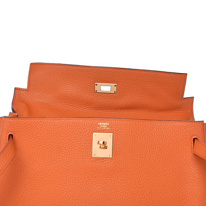 Hermes Taurillon Clemence Kelly Retourne 32 Orange 18 of 33