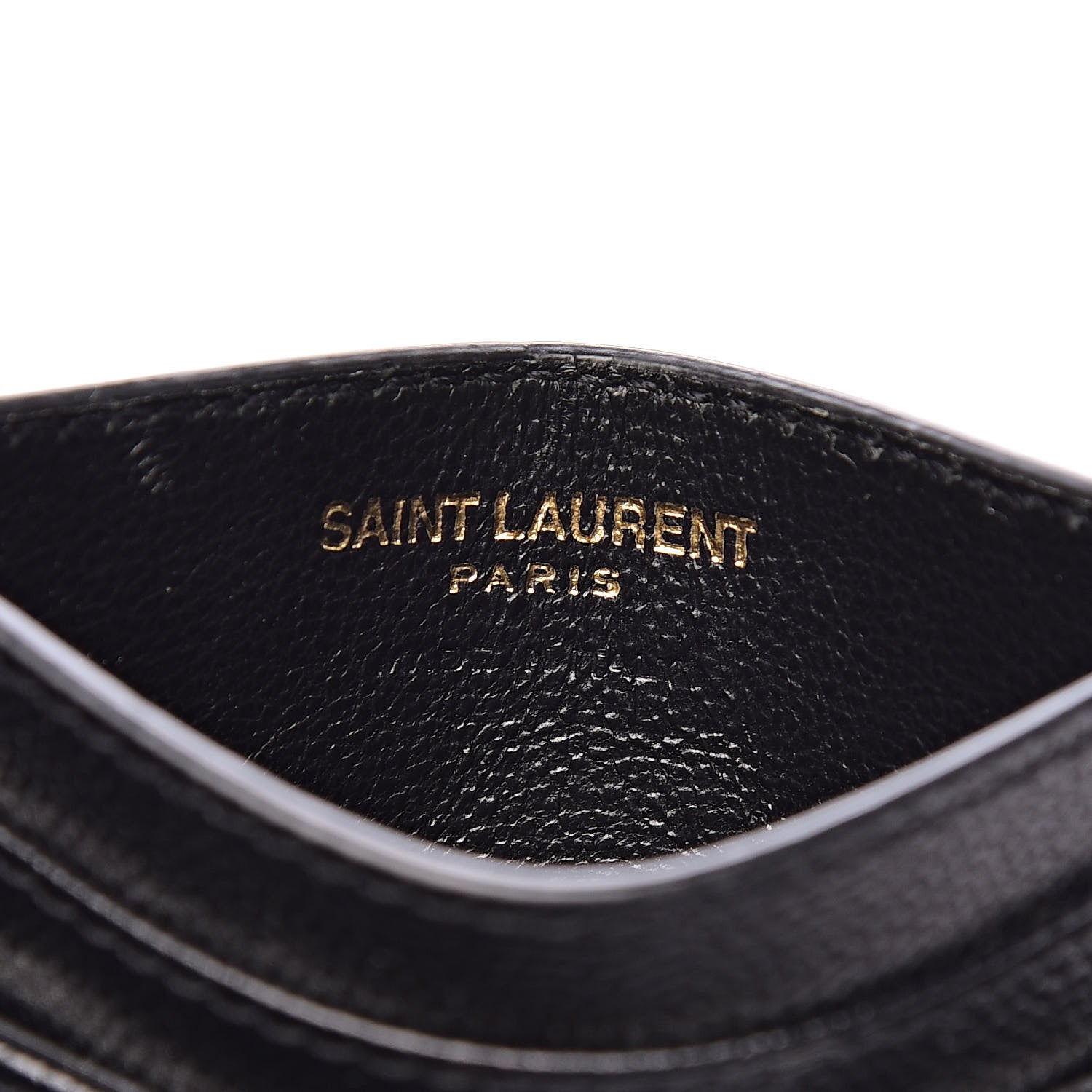 Saint Laurent Grain De Poudre Matelasse Chevron Monogram Credit Card Case Black 6 of 8
