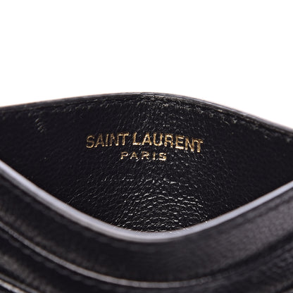 Saint Laurent Grain De Poudre Matelasse Chevron Monogram Credit Card Case Black 6 of 8