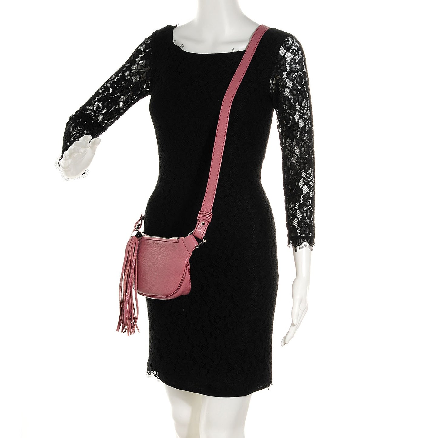 Leather Tassel Small Hobo Pink