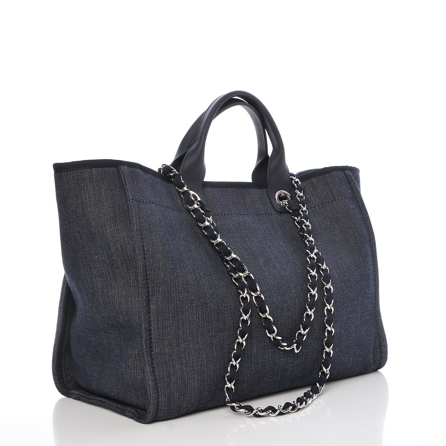 Chanel Denim Large Deauville Tote Dark Blue 3 of 7