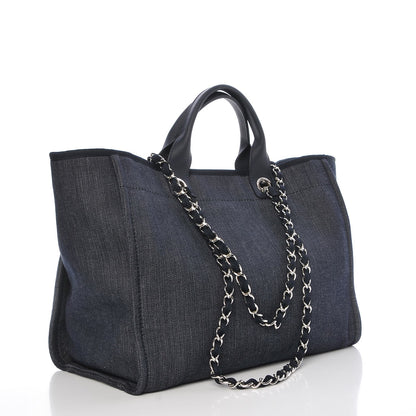 Chanel Denim Large Deauville Tote Dark Blue 3 of 7