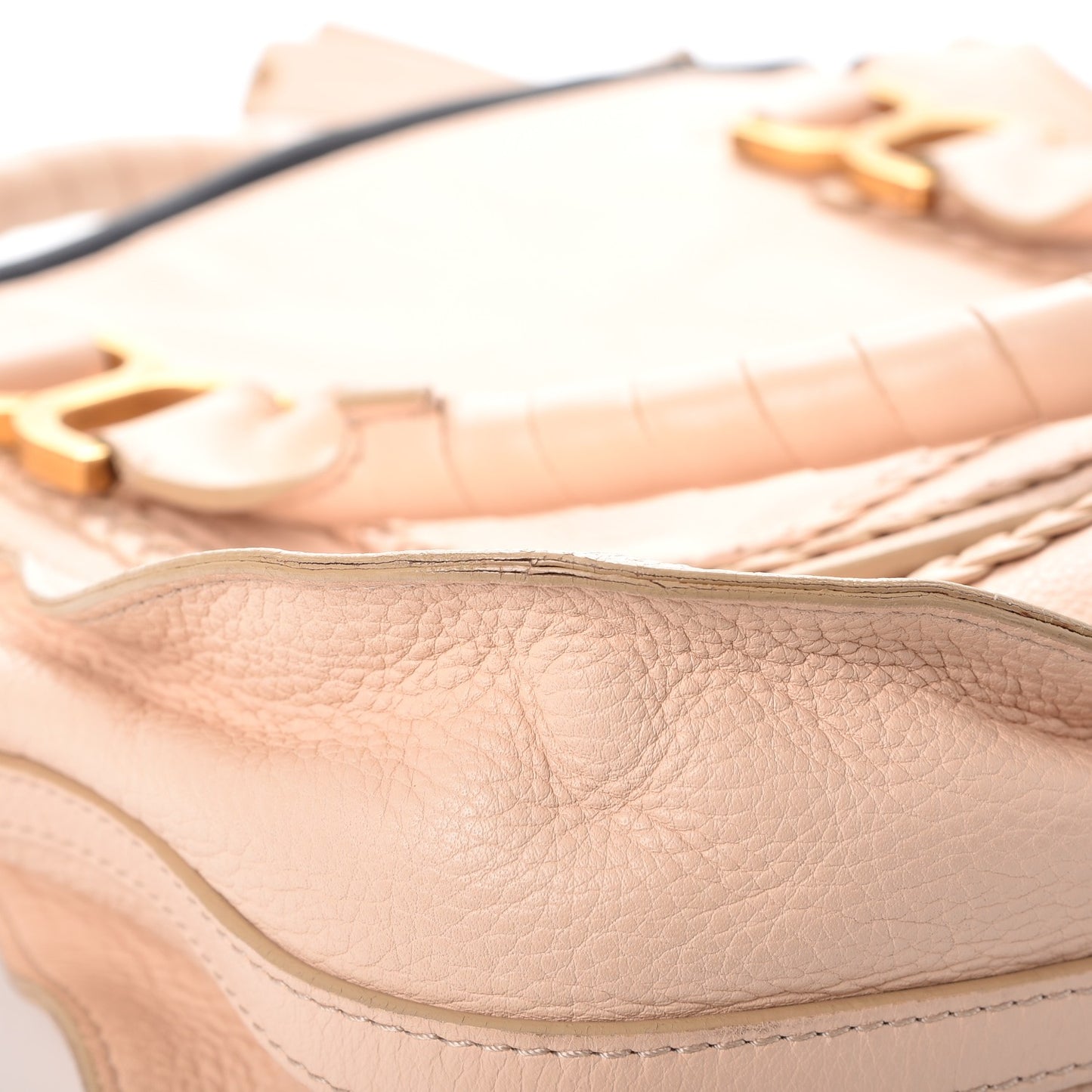 Calfskin Braided Medium Marcie Satchel Nude Pink