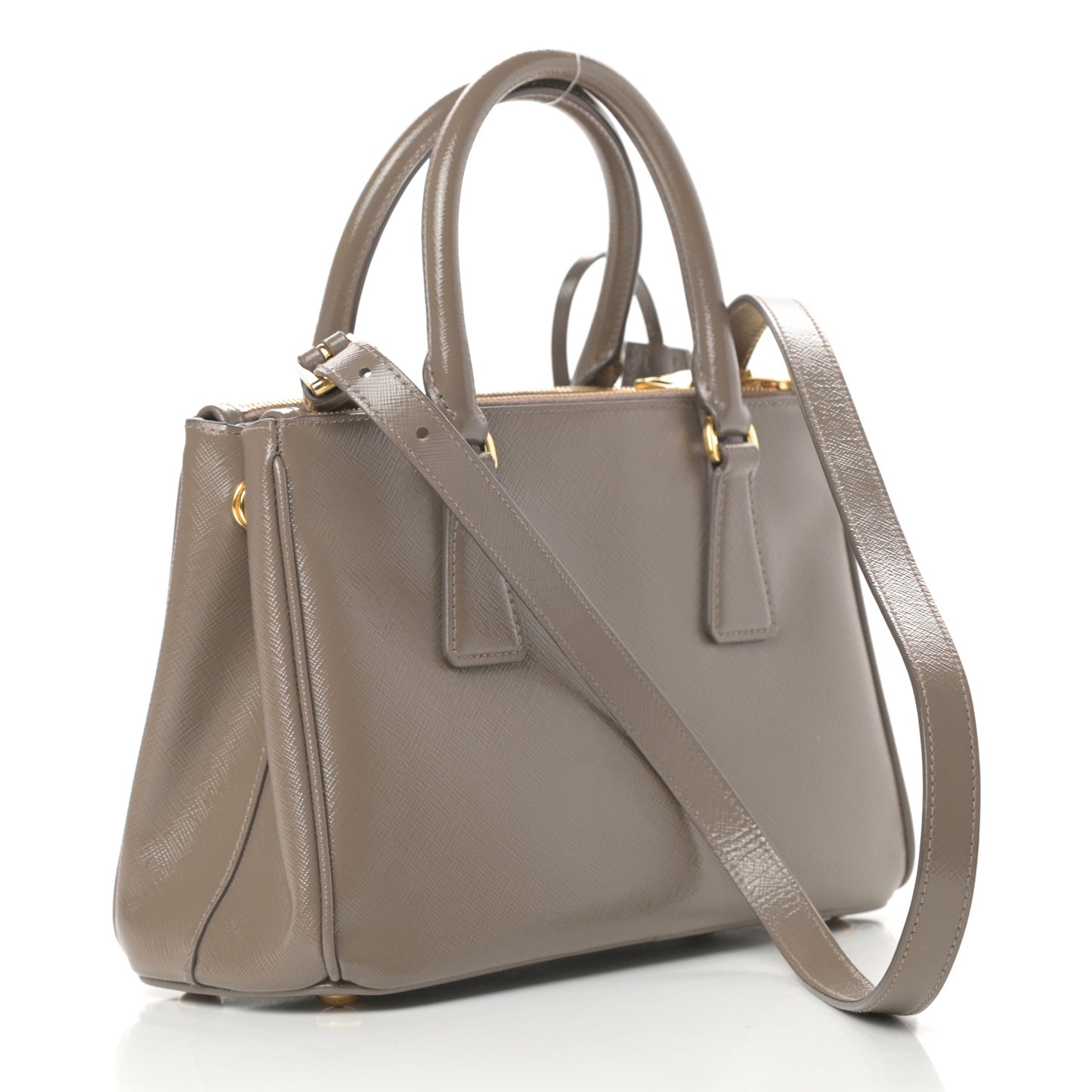 Saffiano Vernice Mini Galleria Double Zip Tote Argilla