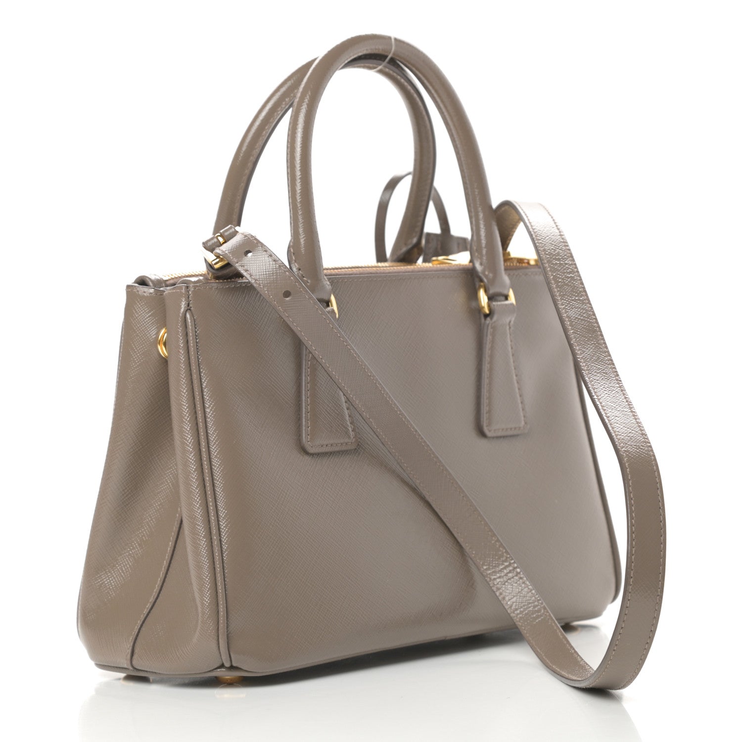Prada Saffiano Vernice Mini Galleria Double Zip Tote Argilla 3 of 12