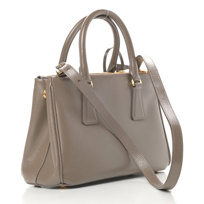 Prada Saffiano Vernice Mini Galleria Double Zip Tote Argilla 3 of 12