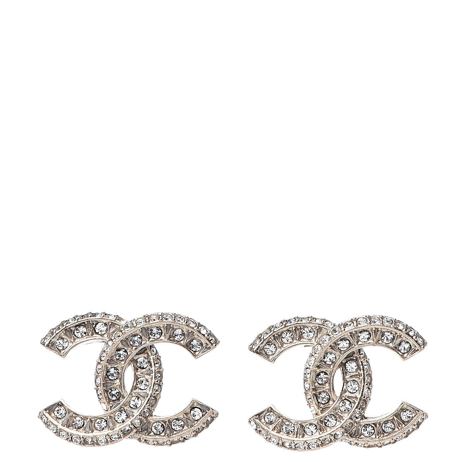 Chanel Crystal Timeless CC Earrings Light Gold 1 of 5