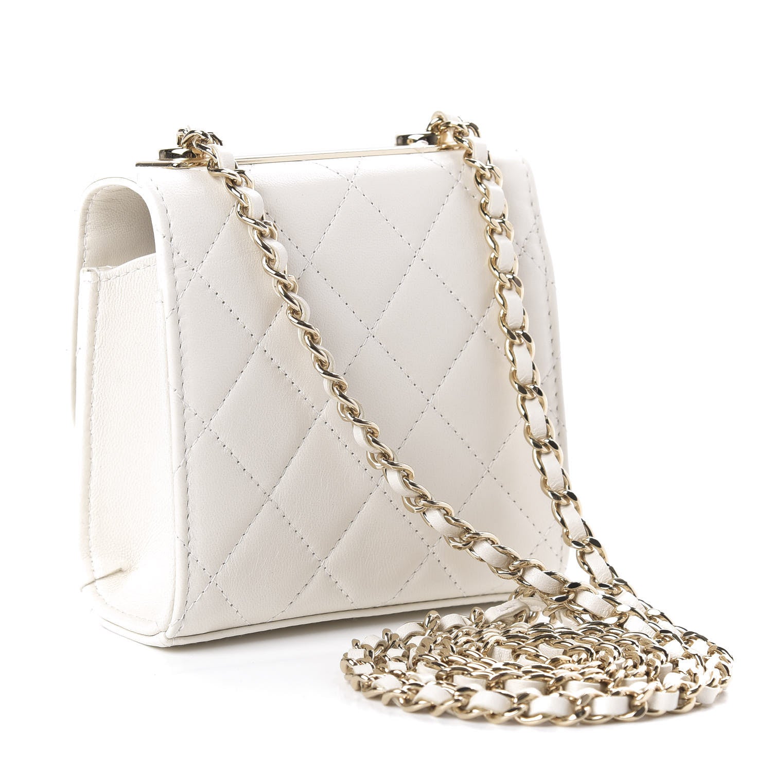 Chanel Lambskin Quilted Mini Trendy CC Chain Wallet White 3 of 11