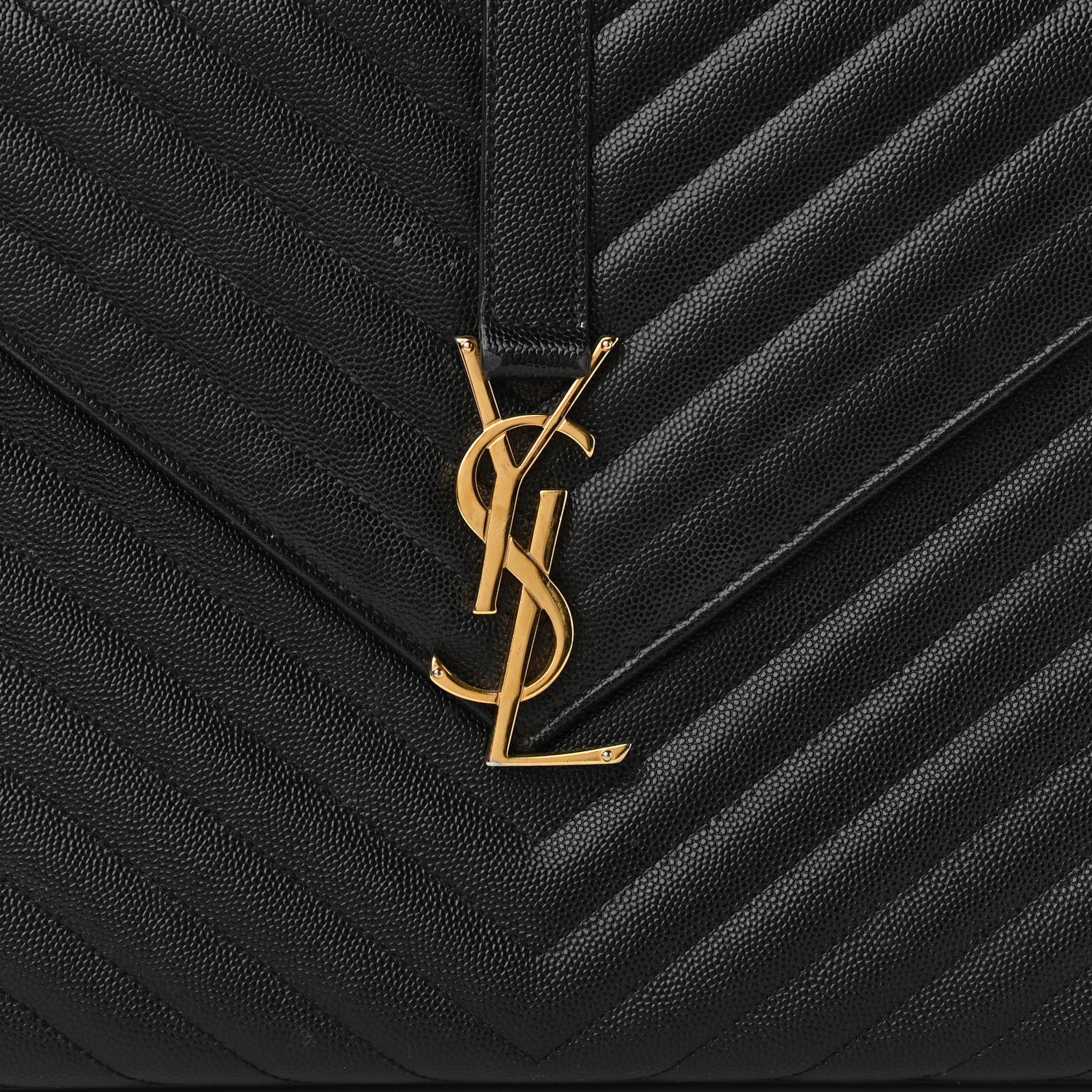 Saint Laurent Grain De Poudre Matelasse Chevron Large Monogram Satchel Black 8 of 20