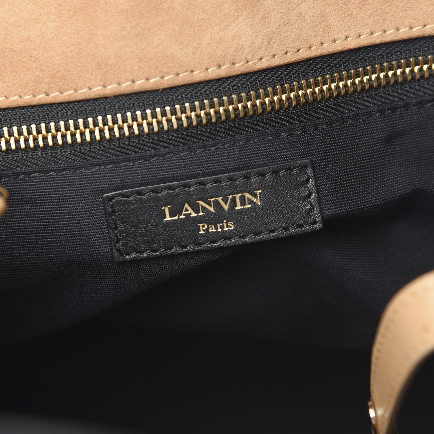 Lanvin Calfskin Tri-Color Trapeze Bag Beige Black White 5 of 10