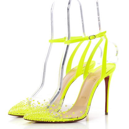Christian Louboutin PVC Fluo Mat Spikaqueen 100 Pumps 39.5 Version Yellow Fluo 3 of 13
