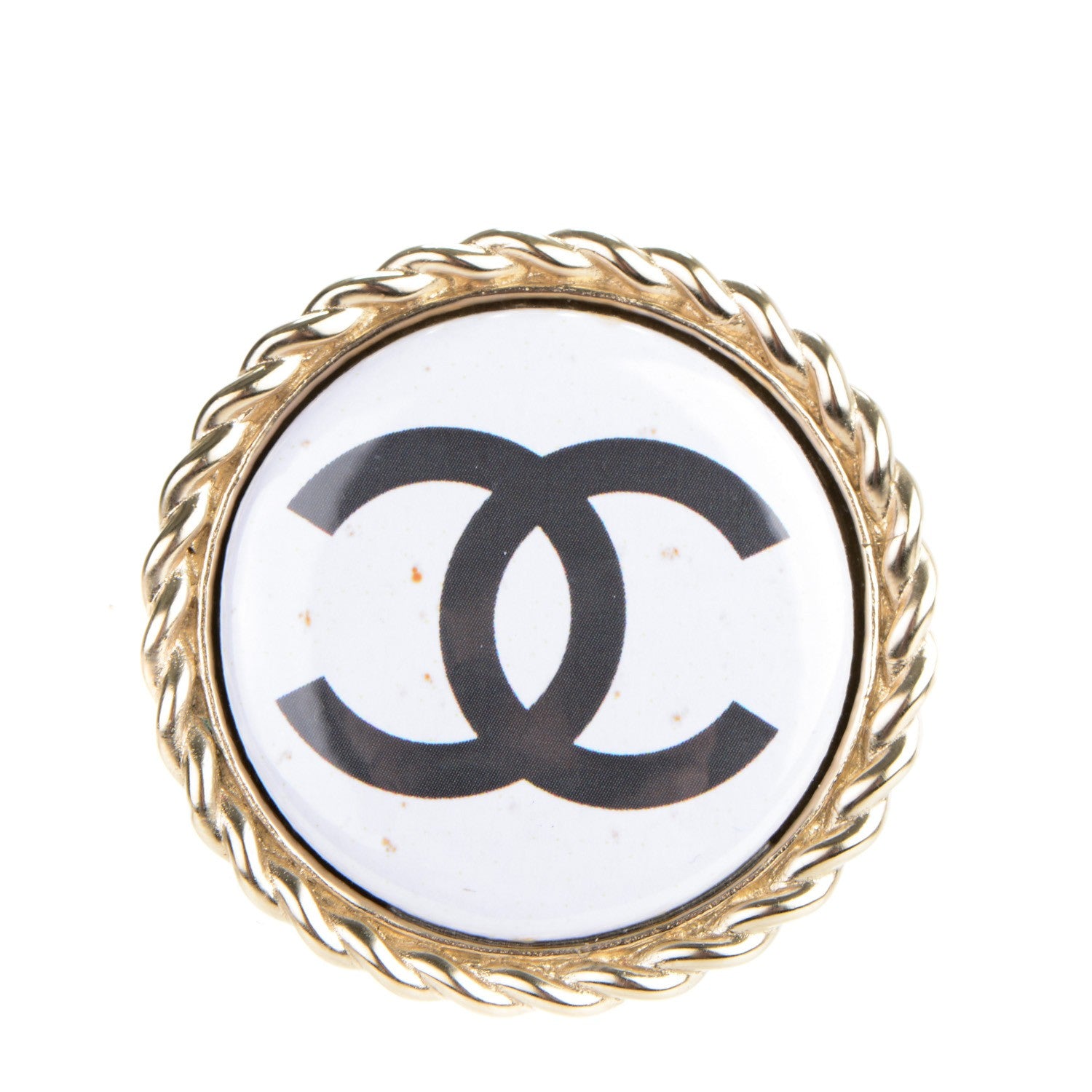 Chanel Enamel CC Brooch White Gold 1 of 5