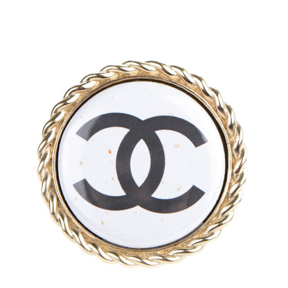 Chanel Enamel CC Brooch White Gold 1 of 5