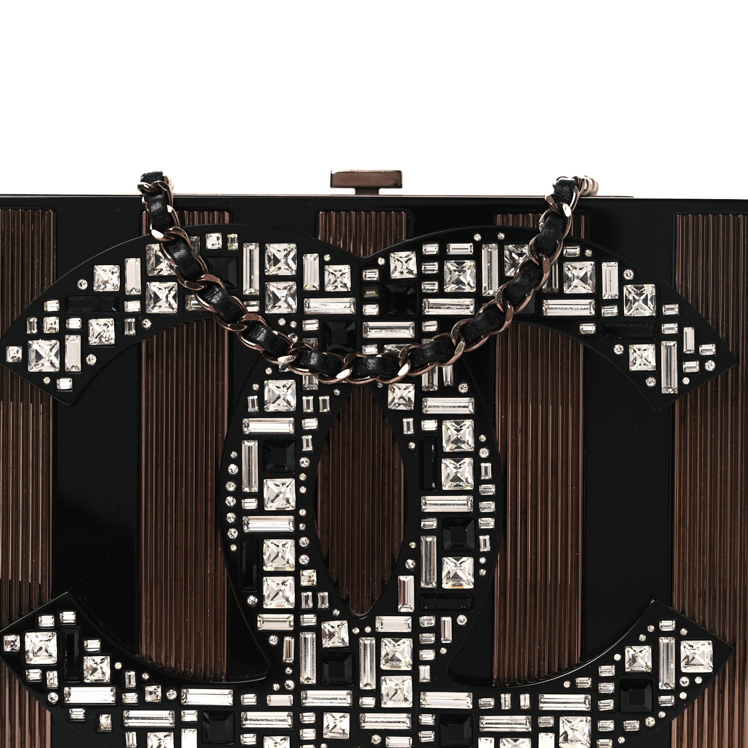 Chanel Plexiglass Crystal CC Minaudiere Clutch Black Copper 7 of 11