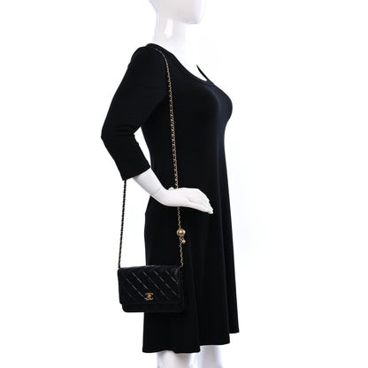 Chanel Lambskin Quilted CC Pearl Crush Wallet on Chain WOC Black 2 of 11