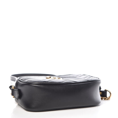 Gucci Calfskin Matelasse Mini GG Marmont Chain Shoulder Bag Black 5 of 10