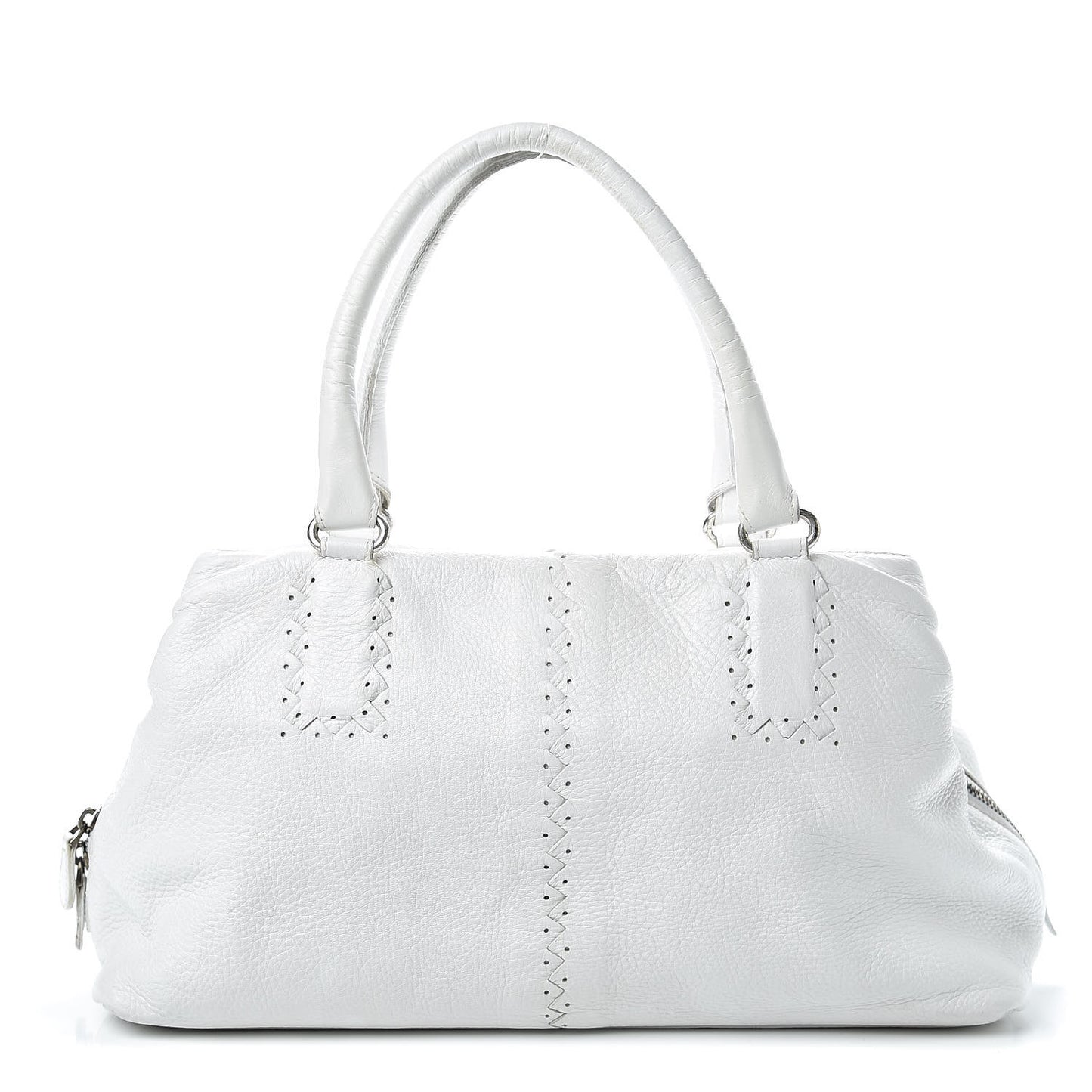 Cervo Deerskin Intrecciato Satchel White