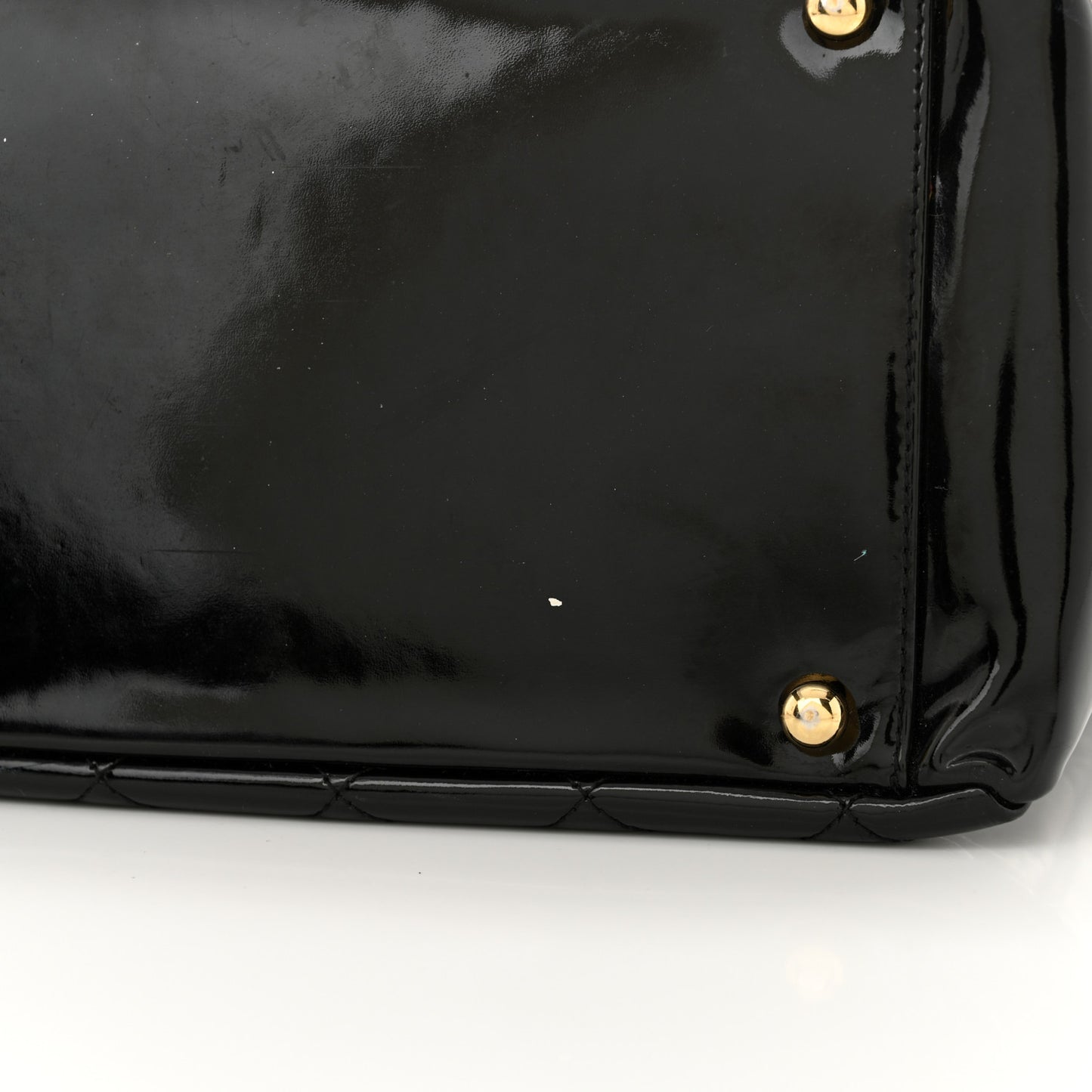 Patent Quilted Petit Timeless Tote PTT Black