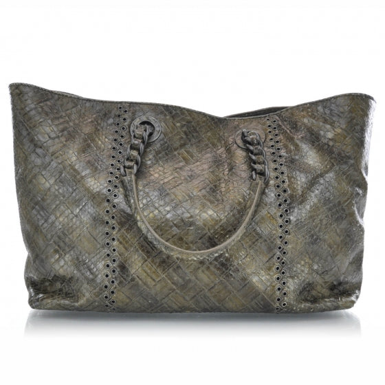 Woven Python Large Tote Cigar