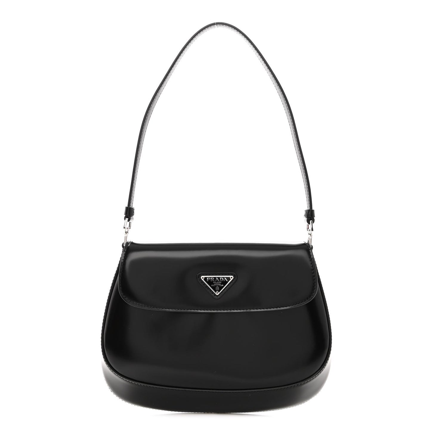 Spazzolato Cleo Flap Shoulder Bag Black