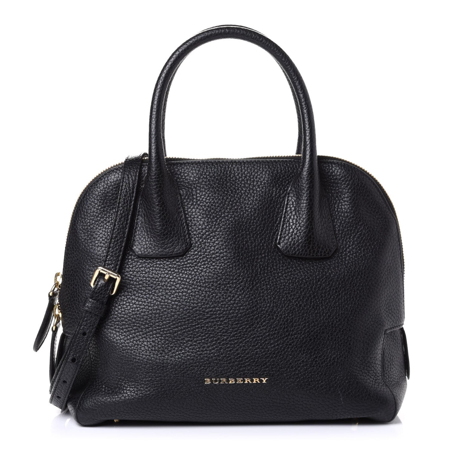 London Grainy Calfskin Small Greenwood Bowling Bag Black