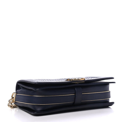 Chanel Lambskin Braided Woven Medium Boy Flap Navy Black 3 of 4