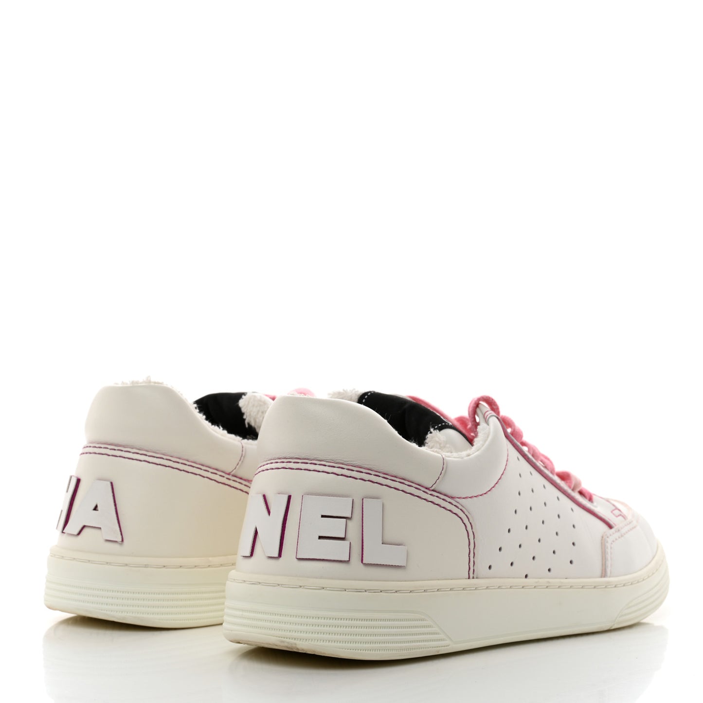 Calfskin Womens Logo Sneakers 41 White Pink