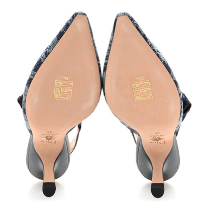 Christian Dior Denim Ribbon Floral Print J Adior Slingback 65mm Pumps 35 Blue Multicolor 6 of 10