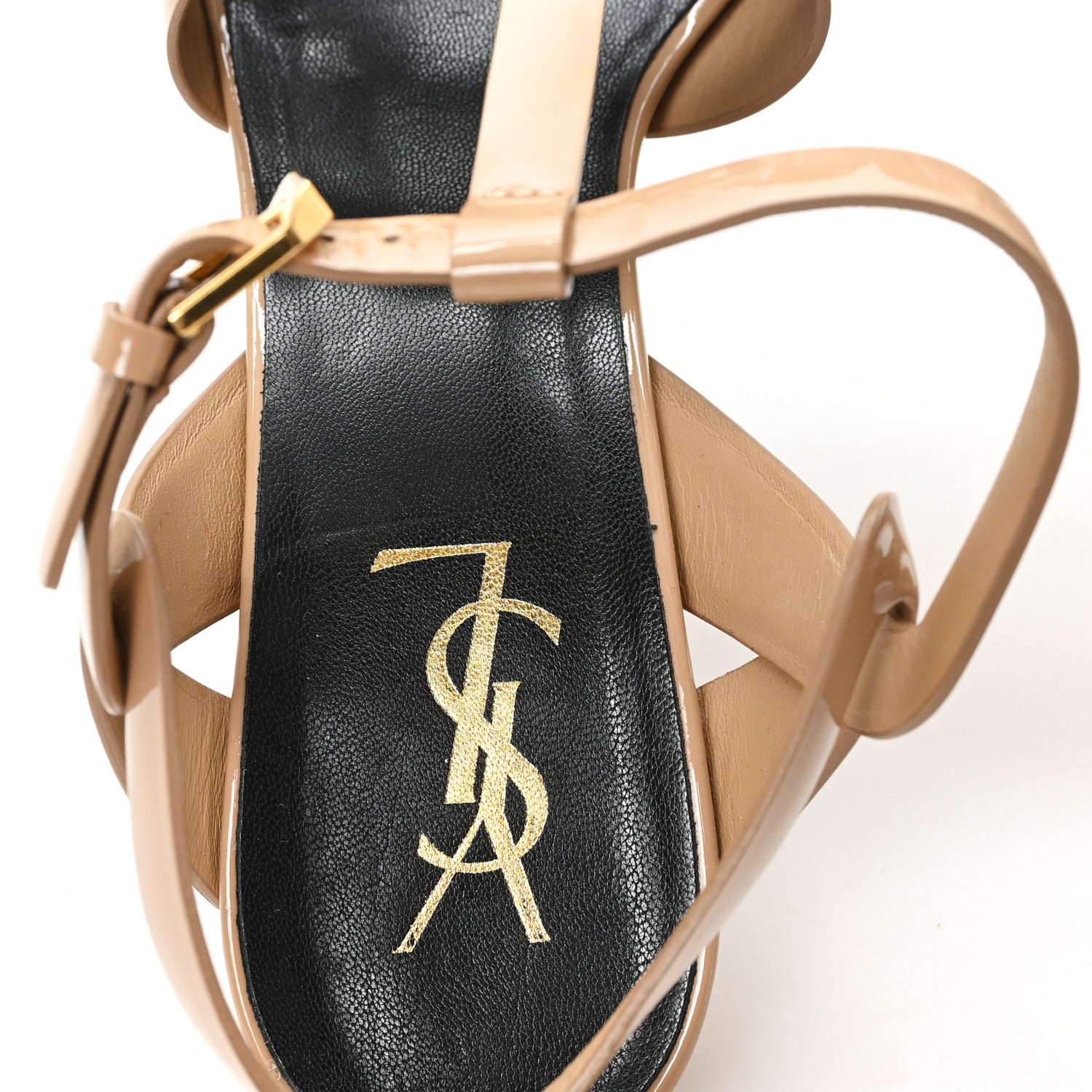 Saint Laurent Patent Tribute 105 Platform Sandals 39.5 Nude Powder 8 of 9