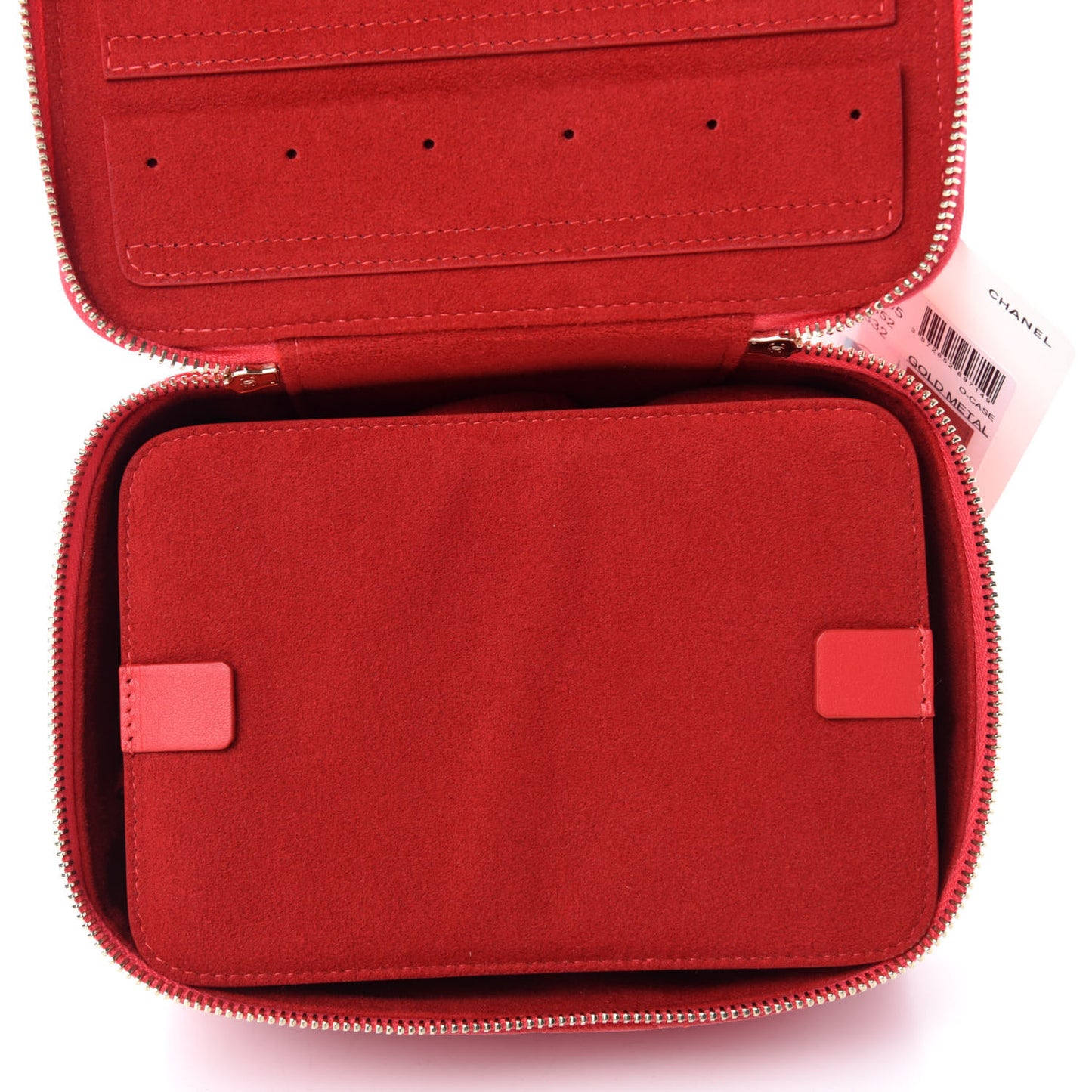 Caviar Quilted Top Handle Jewelry Case Red