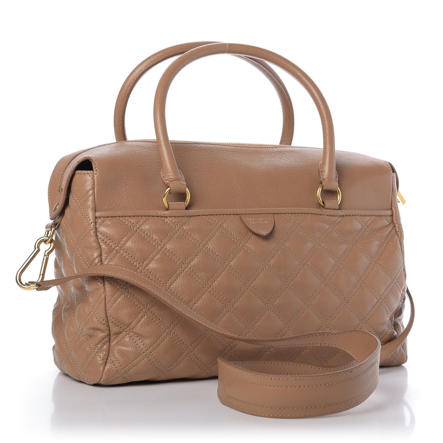 Marc Jacobs Calfskin Quilted Flap Shoulder Bag Taupe 4 of 11