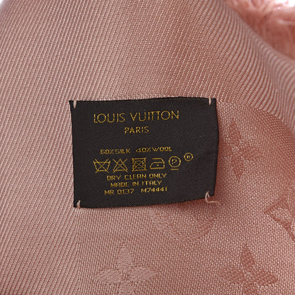 Louis Vuitton Silk Wool Monogram Shine Shawl Rose 3 of 6