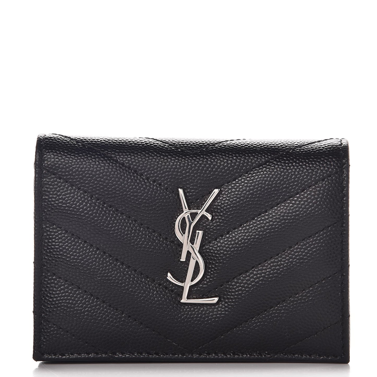Grain De Poudre Matelasse Chevron Monogram Card Case Black