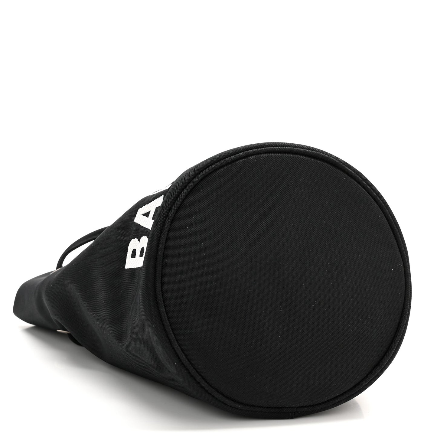 Recycled Sport Nylon Logo Embroidered Wheel Drawstring Bucket Bag XS Black