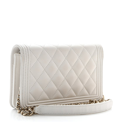 Chanel Caviar Quilted Boy Wallet On Chain WOC White 3 of 13