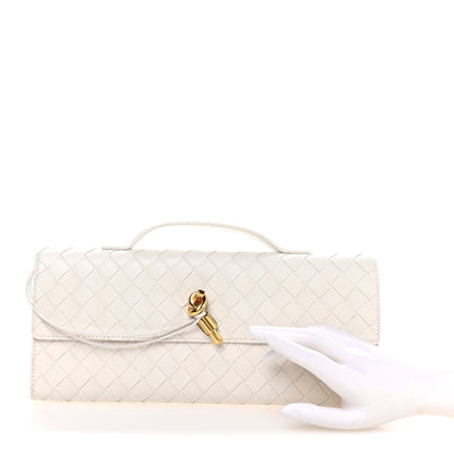 Bottega Veneta Nappa Intrecciato Long Andiamo Top Handle Clutch White 2 of 11