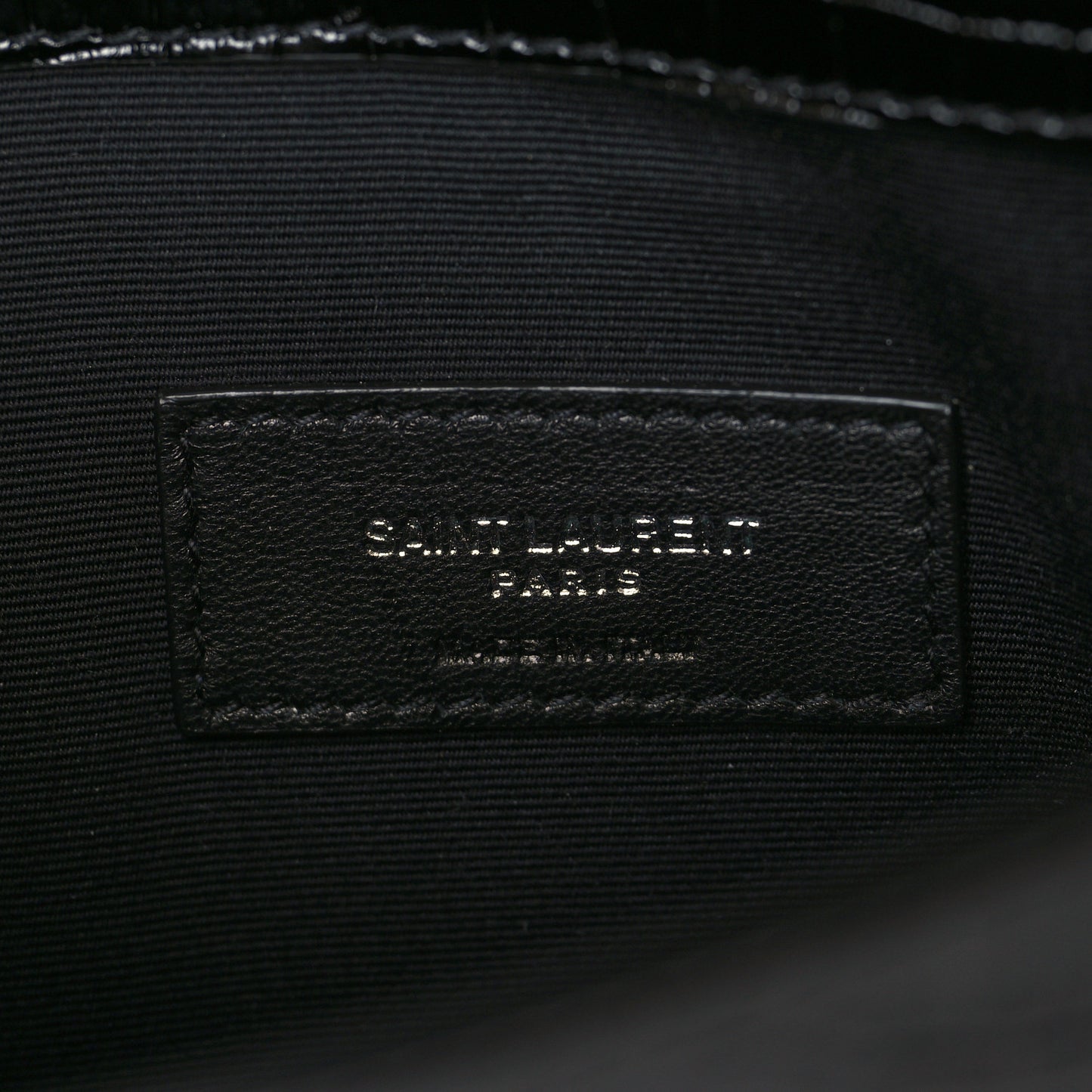 Calfskin Crocodile Embossed Uptown Monogram Clutch Black