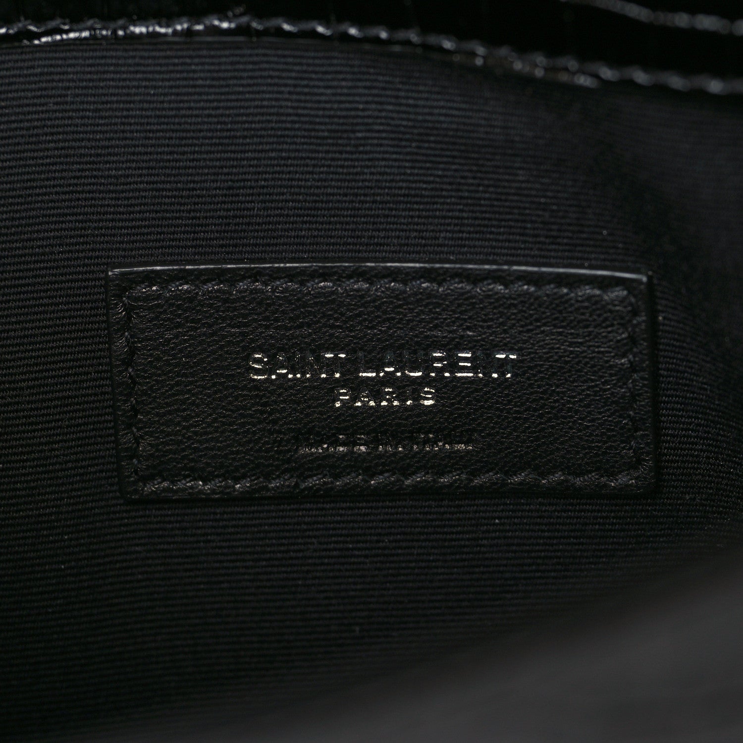 Saint Laurent Calfskin Crocodile Embossed Uptown Monogram Clutch Black 7 of 9