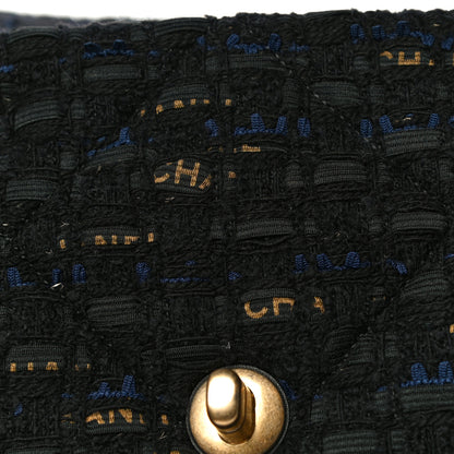 Chanel Tweed Quilted Large Chanel 19 Flap Black Navy Gold 13 of 13